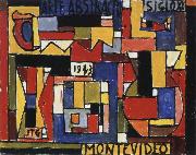 Joaquin Torres-Garcia abstract art in five tones and complementaries oil painting